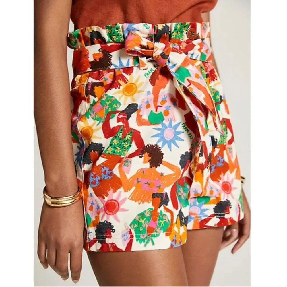 Anthropologie Farm Rio NWT Bikini Lady Shorts Paperbag Tropical Size M NWT - Picture 2 of 8